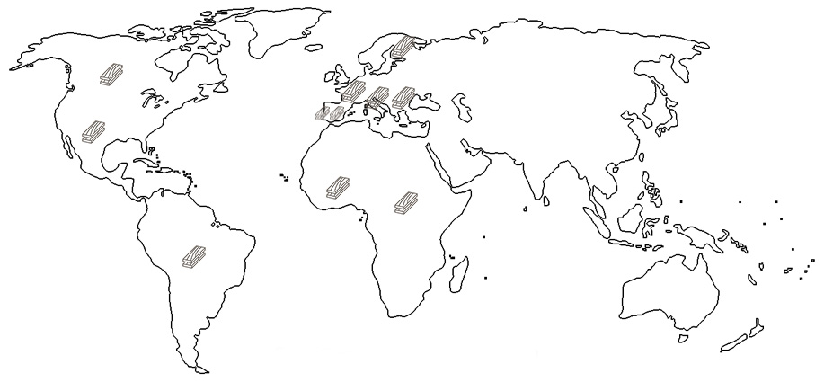 Mapa maderas de todo el mundo